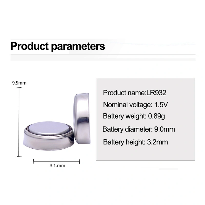 High quality Lr932 Ag9 button coin cell battery 1.5V Alkaline button watch battery