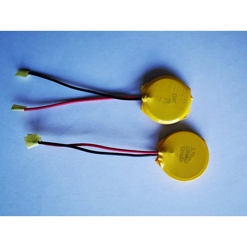 Lir2450 Button Battery 3.7V 240MAH 2XLIR2450 Rechargeable Button Cell Battery with lead wire and connector