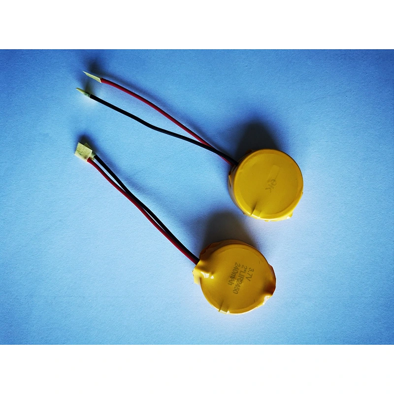 Lir2450 Button Battery 3.7V 240MAH 2XLIR2450 Rechargeable Button Cell Battery with lead wire and connector