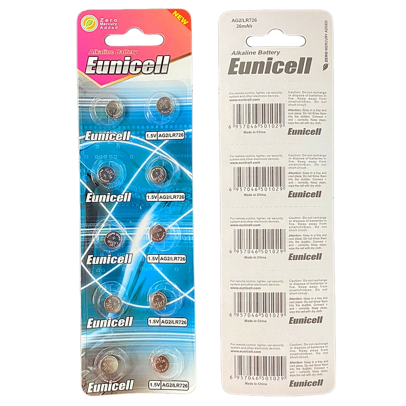 High Capcity 0% Hg 376 AG2 LR726 Button Battery