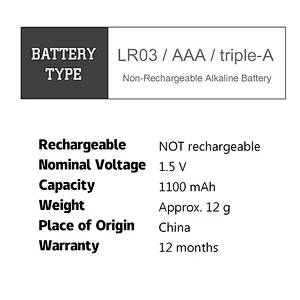 1.5V aaa am4 batteries No.7 lr03 pile alkaline aaa batteries wholesale