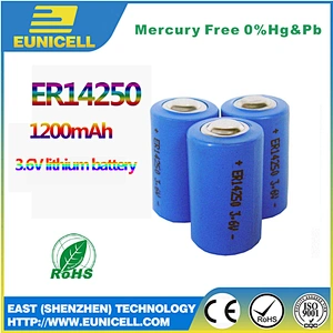 Eunicell ER14250 original 3.6V Primary(Li-SOCl2)1/2 AA-size bobbin cells battery 14250 LS14250