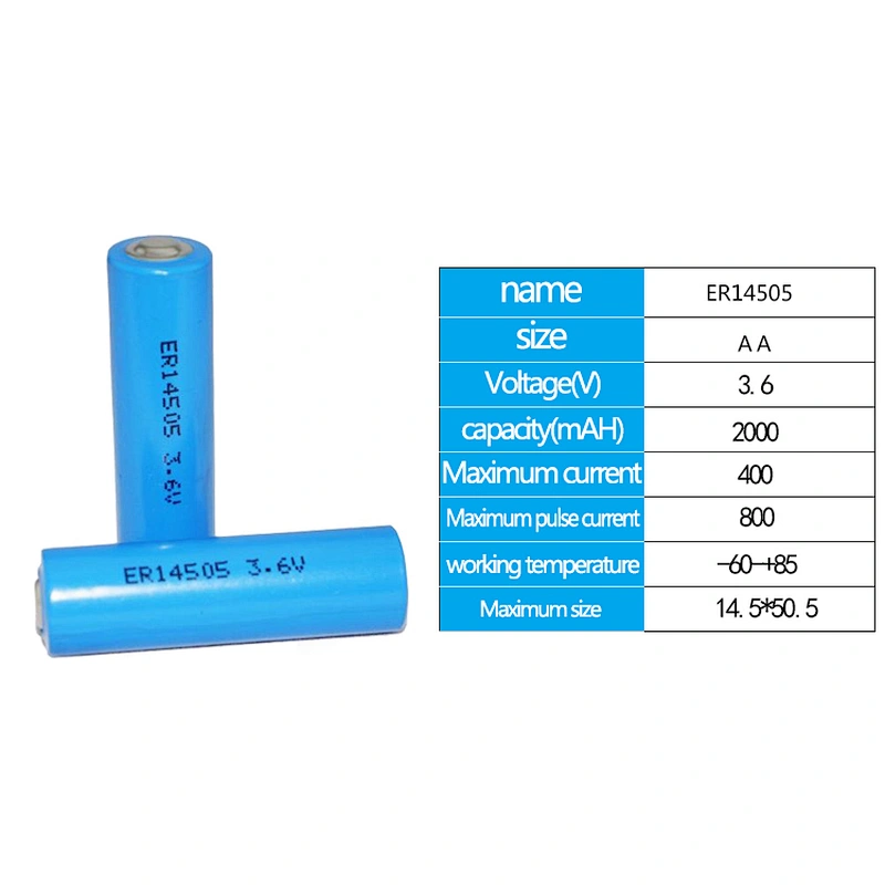 High quality ER14505 AA 3.6v 2400mAh Cylindrical Li-ion battery with lead wire for PCB