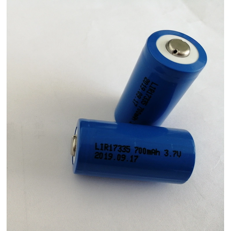 Hot sell 700mah 3.7v cylinder lithium ion batteries CR123A ICR 16340 li-ion rechargeable RCR123A ICR17335 battery with led torch