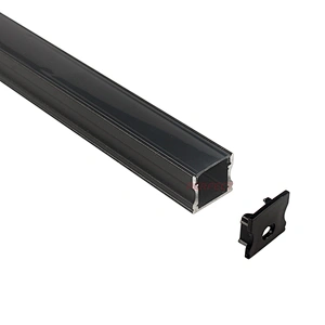 Black Anodized LED Aluminium Profile with Smoke Black Transparent Aluminum Diffuser