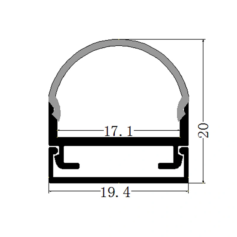LED Strip Dome Anodized Aluminum ZL-1909A 19*9mm Standard LED Strip Aluminium Profile Aluminium Alloy 6063-T5 Is Alloy Oxidation