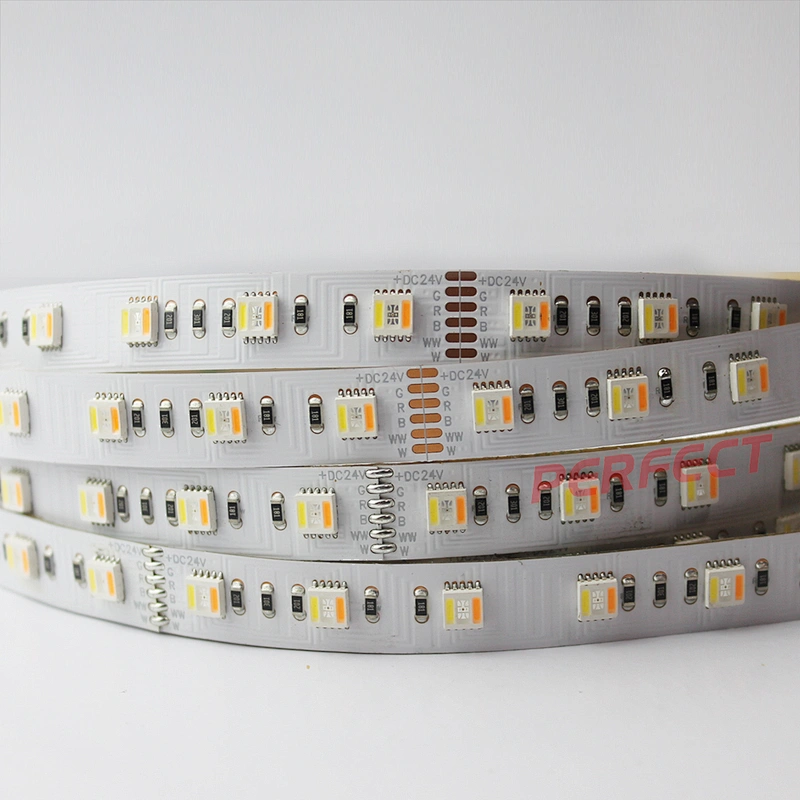 New Arrival 60Leds/m SMD 5050 DC 24V RGB+CCT RGBWW 5 in 1 Flexible LED Strip Light for Decoration