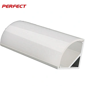 Silver 16x16mm V-Shape Curved Cover Channel Internal Width 10mm Corner Mounting LED Aluminum Channel with Mounting clips