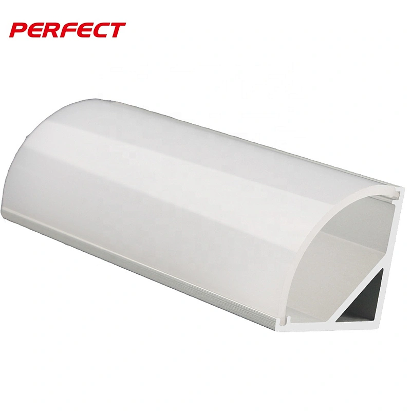 Silver 16x16mm V-Shape Curved Cover Channel Internal Width 10mm Corner Mounting LED Aluminum Channel with Mounting clips