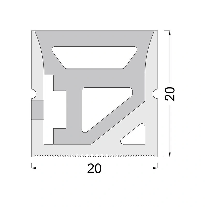 PF-T2020  20*20mm  SideLighting Flexible Neon silicone Tube  For RGB led strip