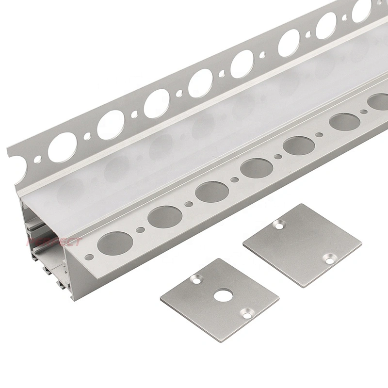 Anodized silver architectural gypsum ceiling plaster recessed mounted drywall aluminium profiles for 26mm led strips