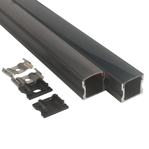 Black Anodized LED Aluminium Profile with Smoke Black Transparent Aluminum Diffuser