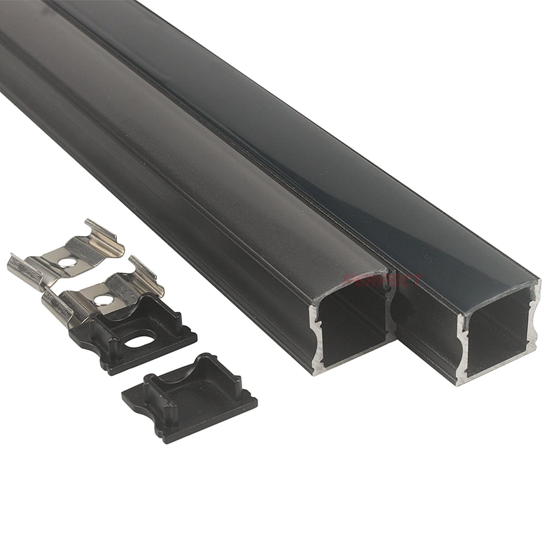 Black Anodized LED Aluminium Profile with Smoke Black Transparent Aluminum Diffuser