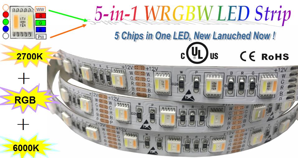 3OZ PCB SMD5050 ww rgb cw DC12v/24v 60leds 5in1 rgb cct led strips ip50/67