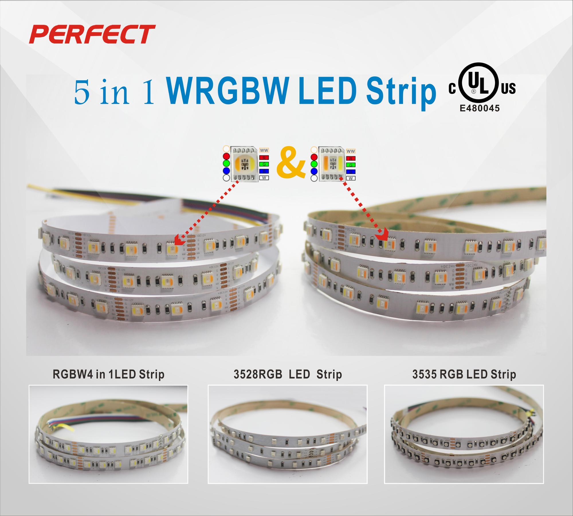 3OZ PCB SMD5050 ww rgb cw DC12v/24v 60leds 5in1 rgb cct led strips ip50/67