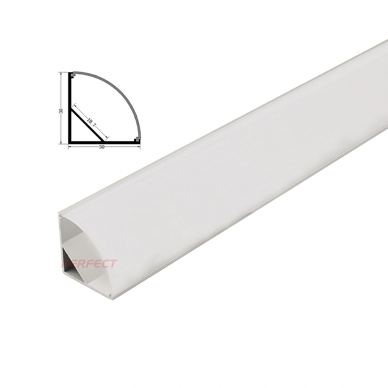 Big size 3030  Under Cabinet corner LED Strip Light Aluminum Profile  With frosted PC cover
