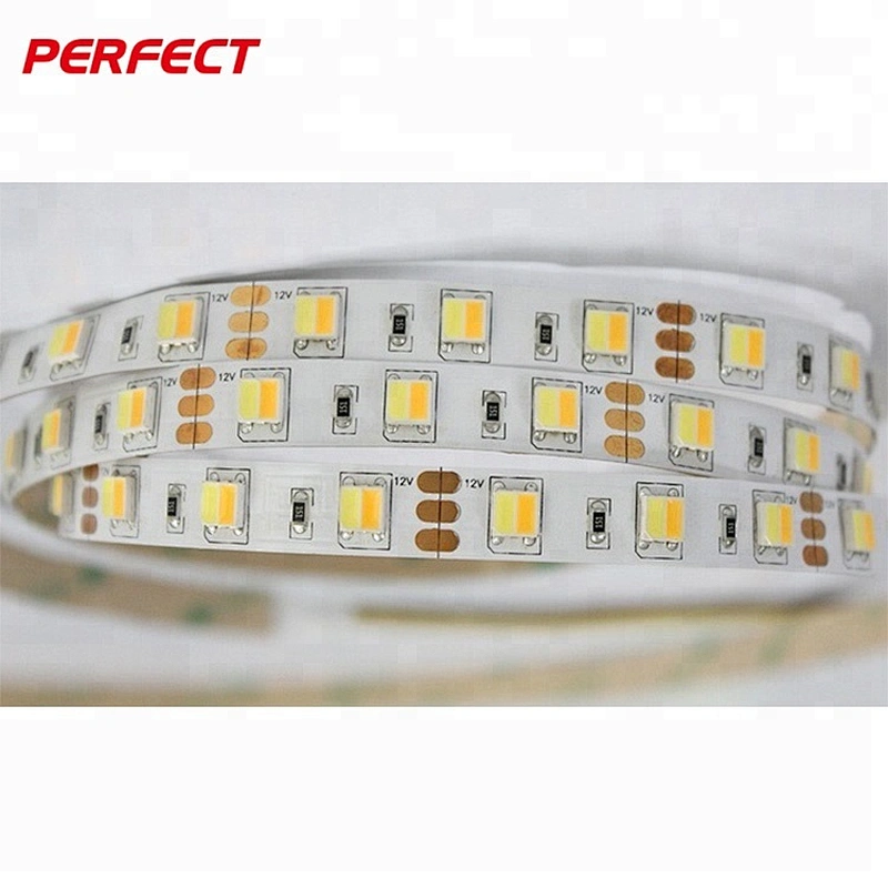 White+Warm white color temperature adjustable 60led/m smd5050 led strip 12v dual color CCT