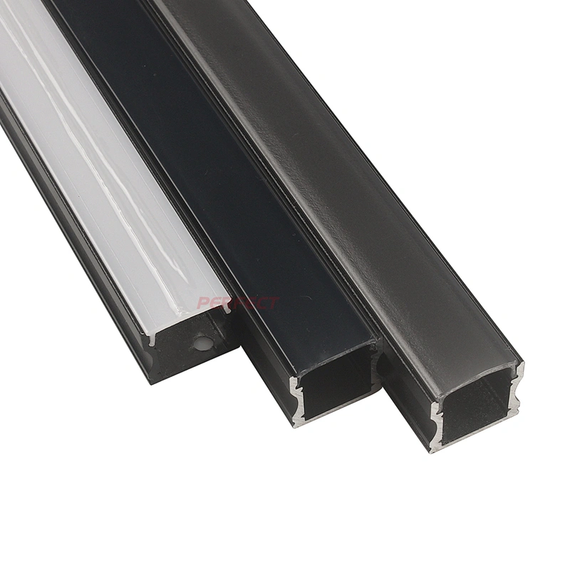 Black Anodized LED Aluminium Profile with Smoke Black Transparent Aluminum Diffuser