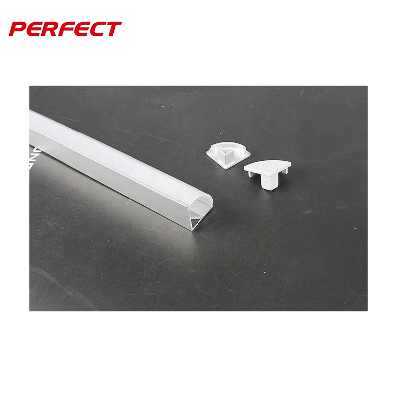 Silver 16x16mm V-Shape Curved Cover Channel Internal Width 10mm Corner Mounting LED Aluminum Channel with Mounting clips