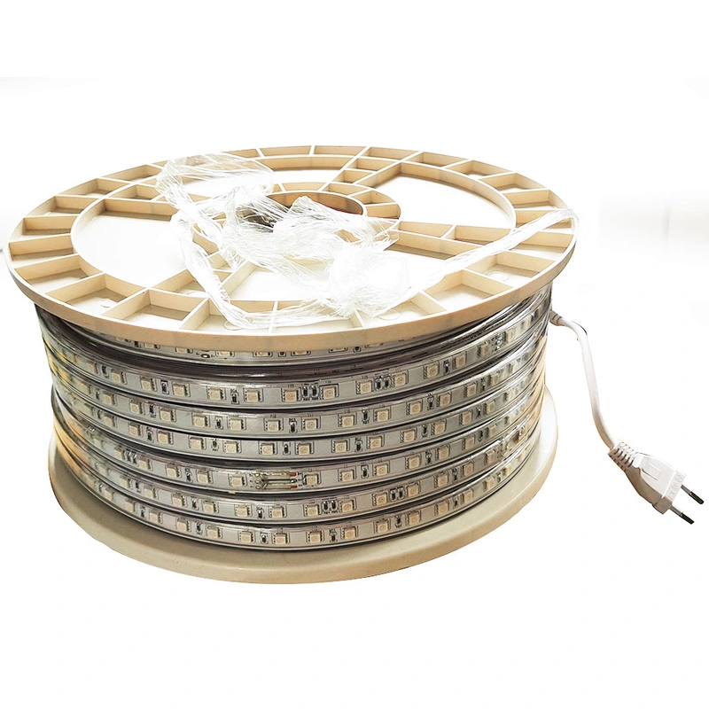 100M Waterproof 220v smd rgb led 5050 strip with power plug 24key remote control