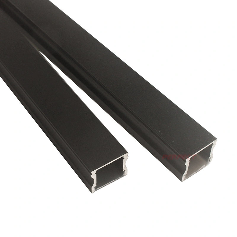 Black Anodized LED Aluminium Profile with Smoke Black Transparent Aluminum Diffuser
