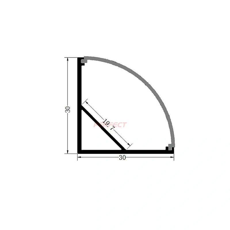 Big size 3030  Under Cabinet corner LED Strip Light Aluminum Profile  With frosted PC cover