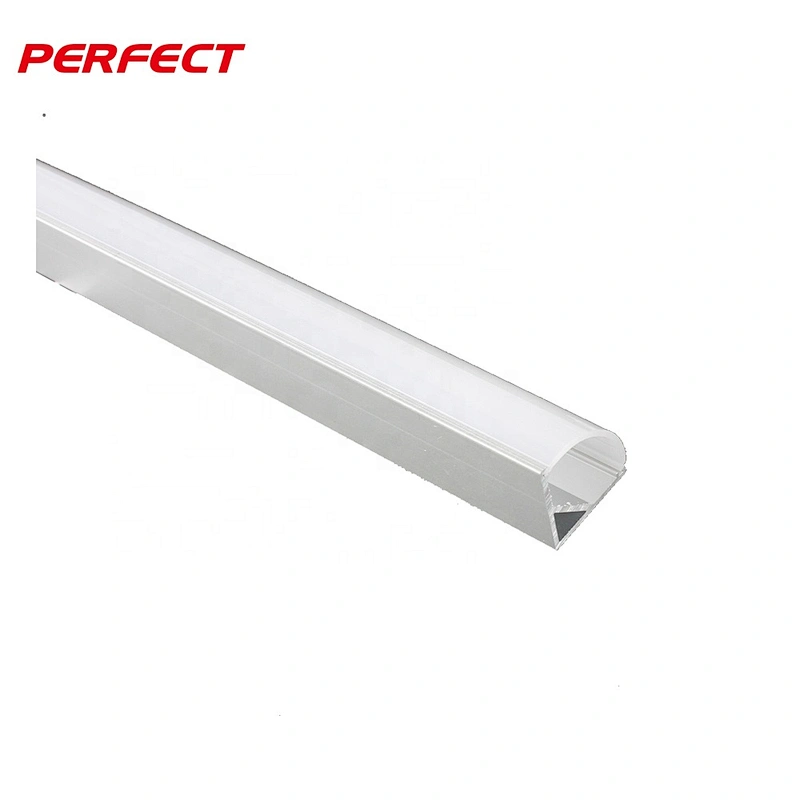 Silver 16x16mm V-Shape Curved Cover Channel Internal Width 10mm Corner Mounting LED Aluminum Channel with Mounting clips