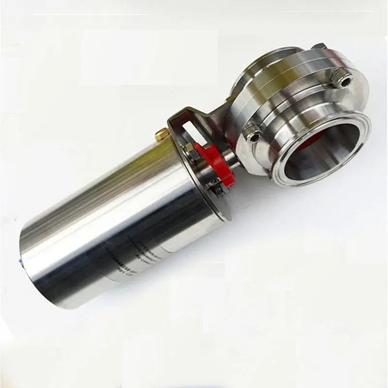 Sanitary Tri Clamp Stainless Steel Pneumatic Butterfly Valve With Acting Actuator