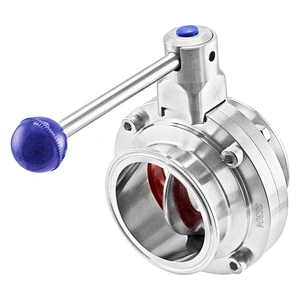 Hygienic Manual Pull Handle Sanitary Stainless Steel Clamped DIN10-200  Butterfly Valve