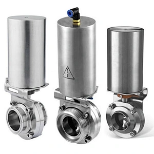 Stainless Steel Sanitary Pneumatic acting Threaded Butterfly Valve