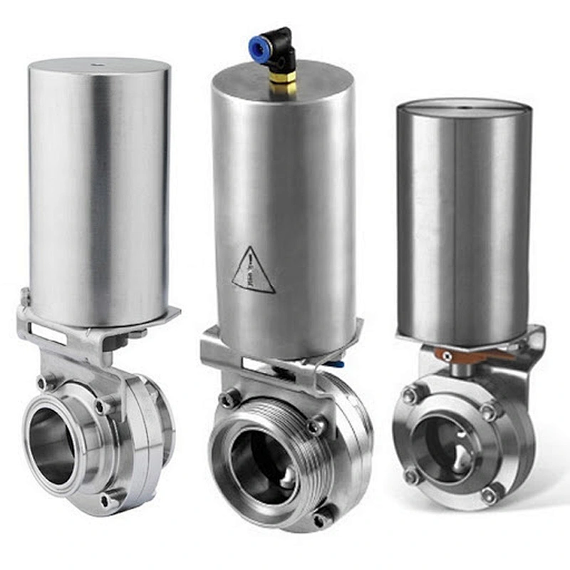 Stainless Steel Sanitary Pneumatic acting Threaded Butterfly Valve
