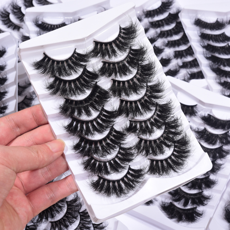 Factory Wholesale 3D Faux Mink Eyelash Custom Label Dramatic Fluffy Eyelashes Full Strip Cruelty Free Lashes With 7 pairs