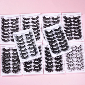 Factory Wholesale 3D Faux Mink Eyelash Custom Label Dramatic Fluffy Eyelashes Full Strip Cruelty Free Lashes With 7 pairs