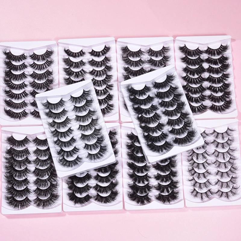 Factory Wholesale 3D Faux Mink Eyelash Custom Label Dramatic Fluffy Eyelashes Full Strip Cruelty Free Lashes With 7 pairs