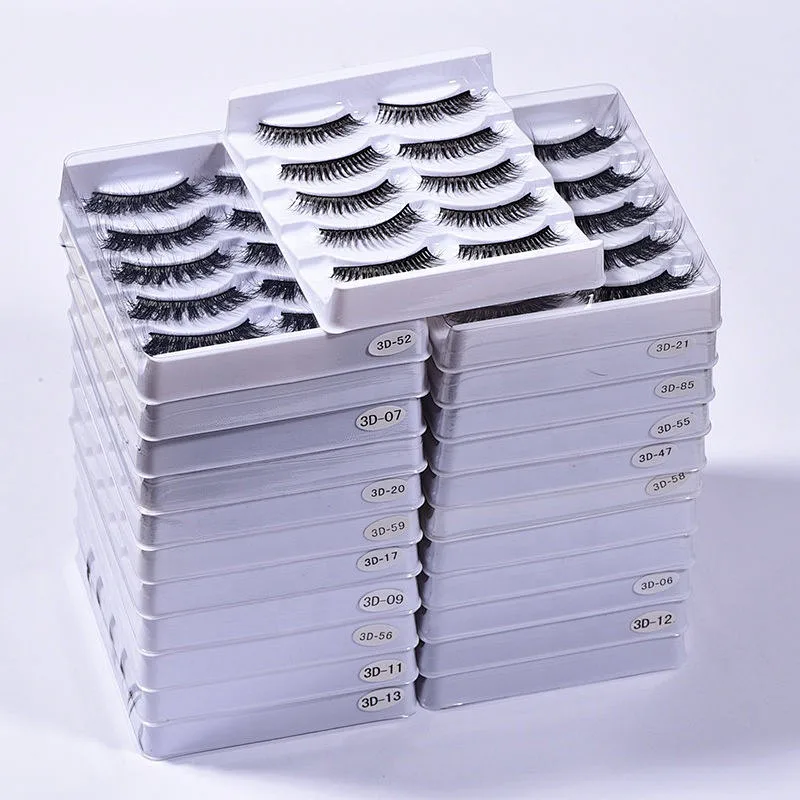2022 New Factory Wholesale 3D 5D False Eyelashes Faux Mink Natural Long False Eyelashes With 5 Pairs