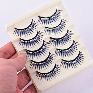 5 Pairs Colorful Glitter Shimmery Synthetic Diamond Jewel  color lash Stage Performance Latin Dance
