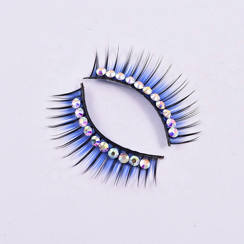 5 Pairs Colorful Glitter Shimmery Synthetic Diamond Jewel  color lash Stage Performance Latin Dance
