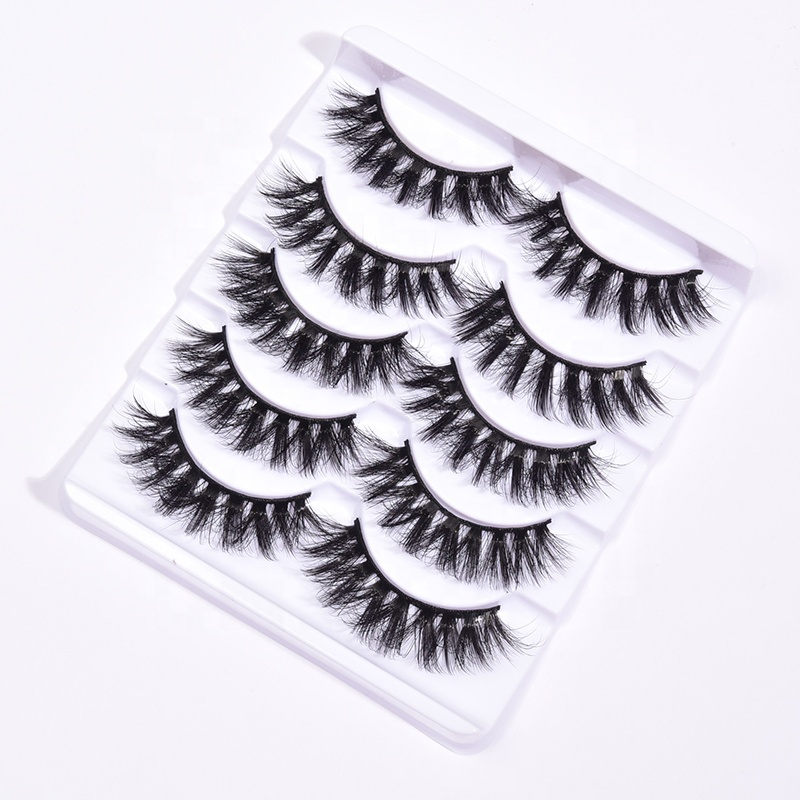 2022 New Factory Wholesale 3D 5D False Eyelashes Faux Mink Natural Long False Eyelashes With 5 Pairs