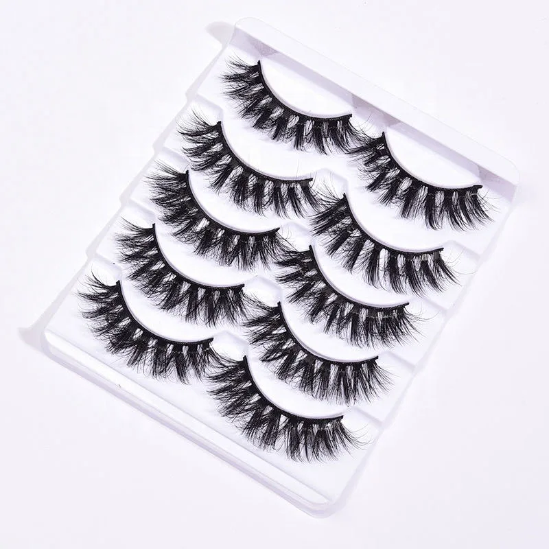 2022 New Factory Wholesale 3D 5D False Eyelashes Faux Mink Natural Long False Eyelashes With 5 Pairs