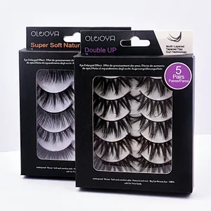 2022 New Factory Wholesale 3D 5D False Eyelashes Faux Mink Natural Long False Eyelashes With 5 Pairs