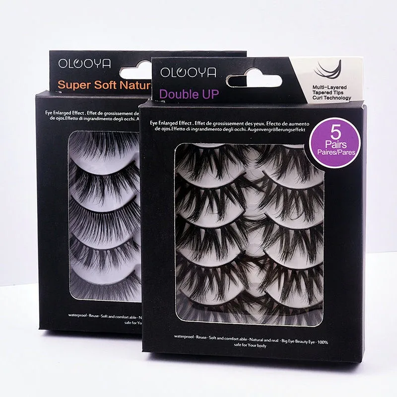 2022 New Factory Wholesale 3D 5D False Eyelashes Faux Mink Natural Long False Eyelashes With 5 Pairs