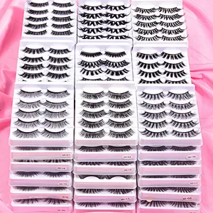 2022 New Factory Wholesale 3D 5D False Eyelashes Faux Mink Natural Long False Eyelashes With 5 Pairs