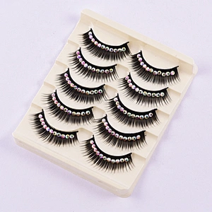 5 Pairs Colorful Glitter Shimmery Synthetic Diamond Jewel  color lash Stage Performance Latin Dance