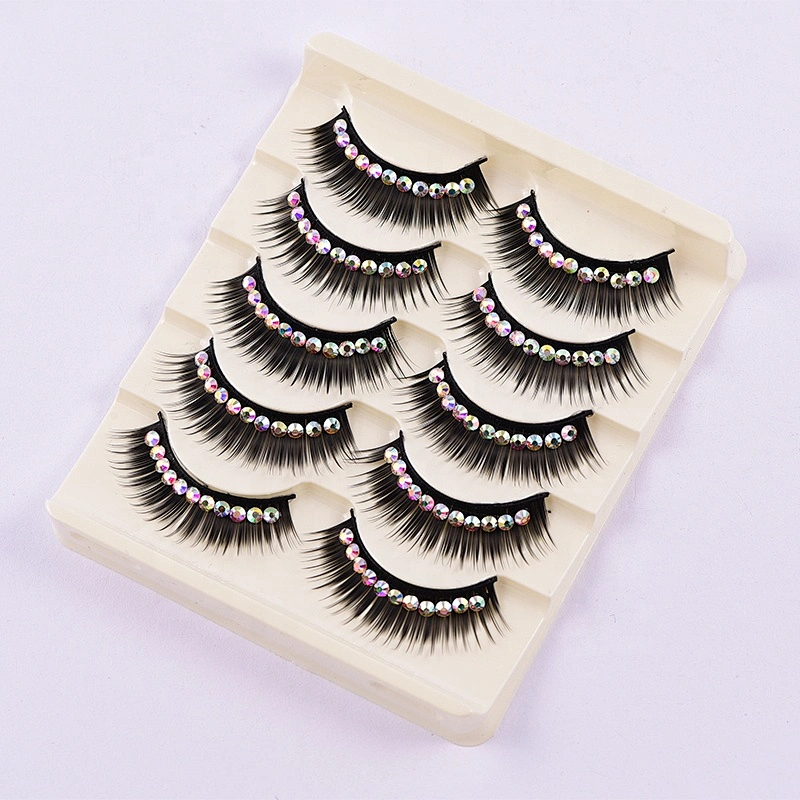 5 Pairs Colorful Glitter Shimmery Synthetic Diamond Jewel  color lash Stage Performance Latin Dance