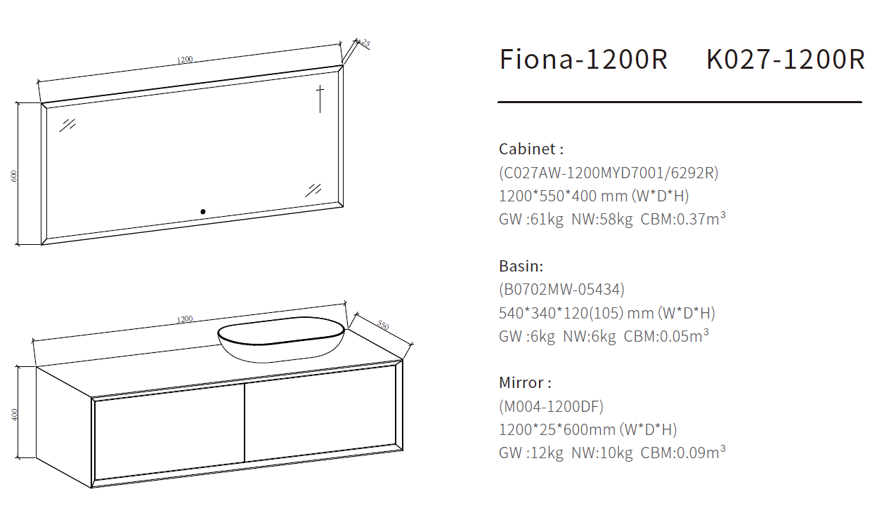 fiona専用 Fiona Series Bathroom Vanity - Elegant Designs