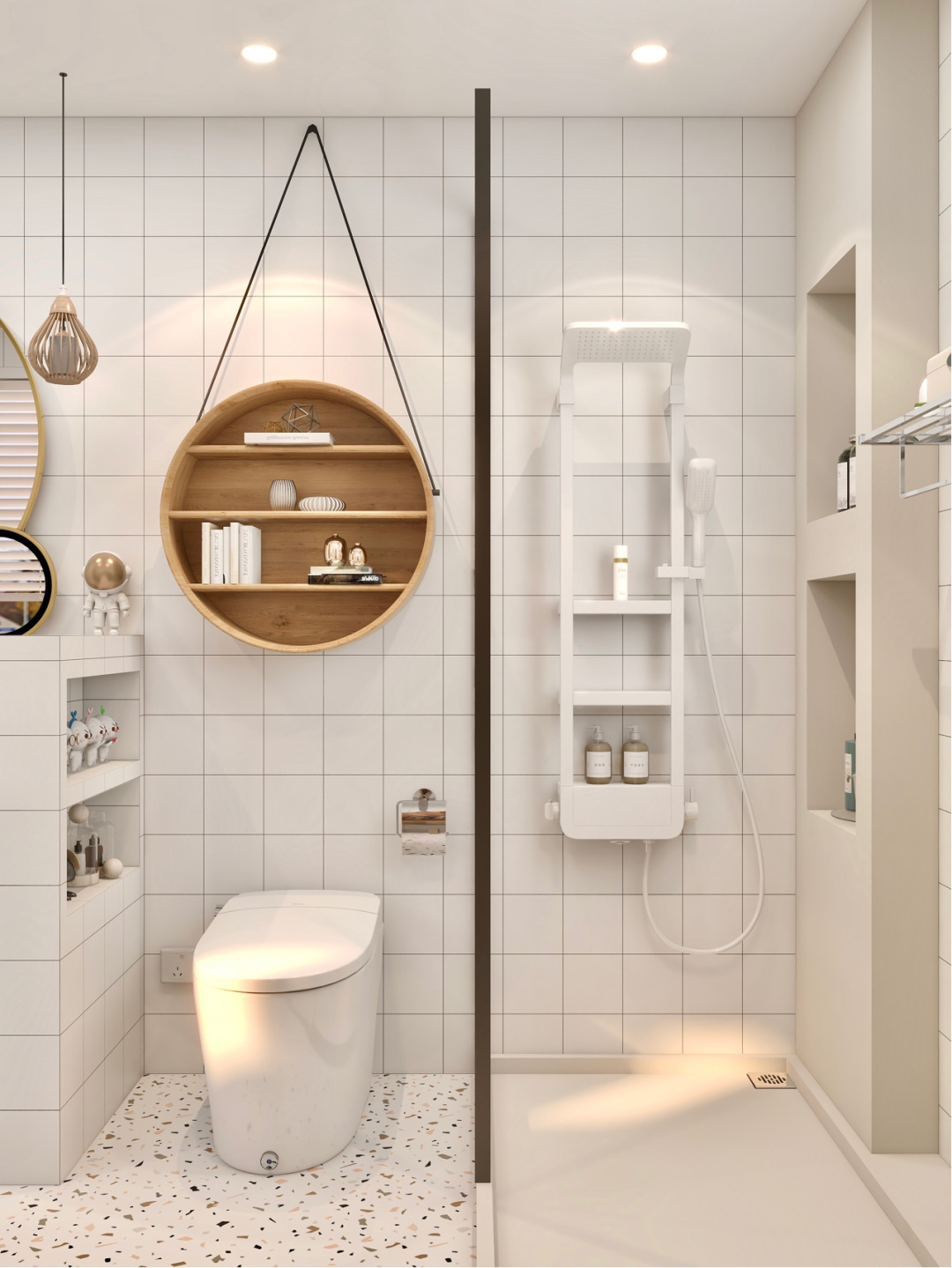 Clean & Bright Bathroom, with Half-wall Separating Wet and Clean & Bright Bathroom, with Half-wall Separating Wet and
