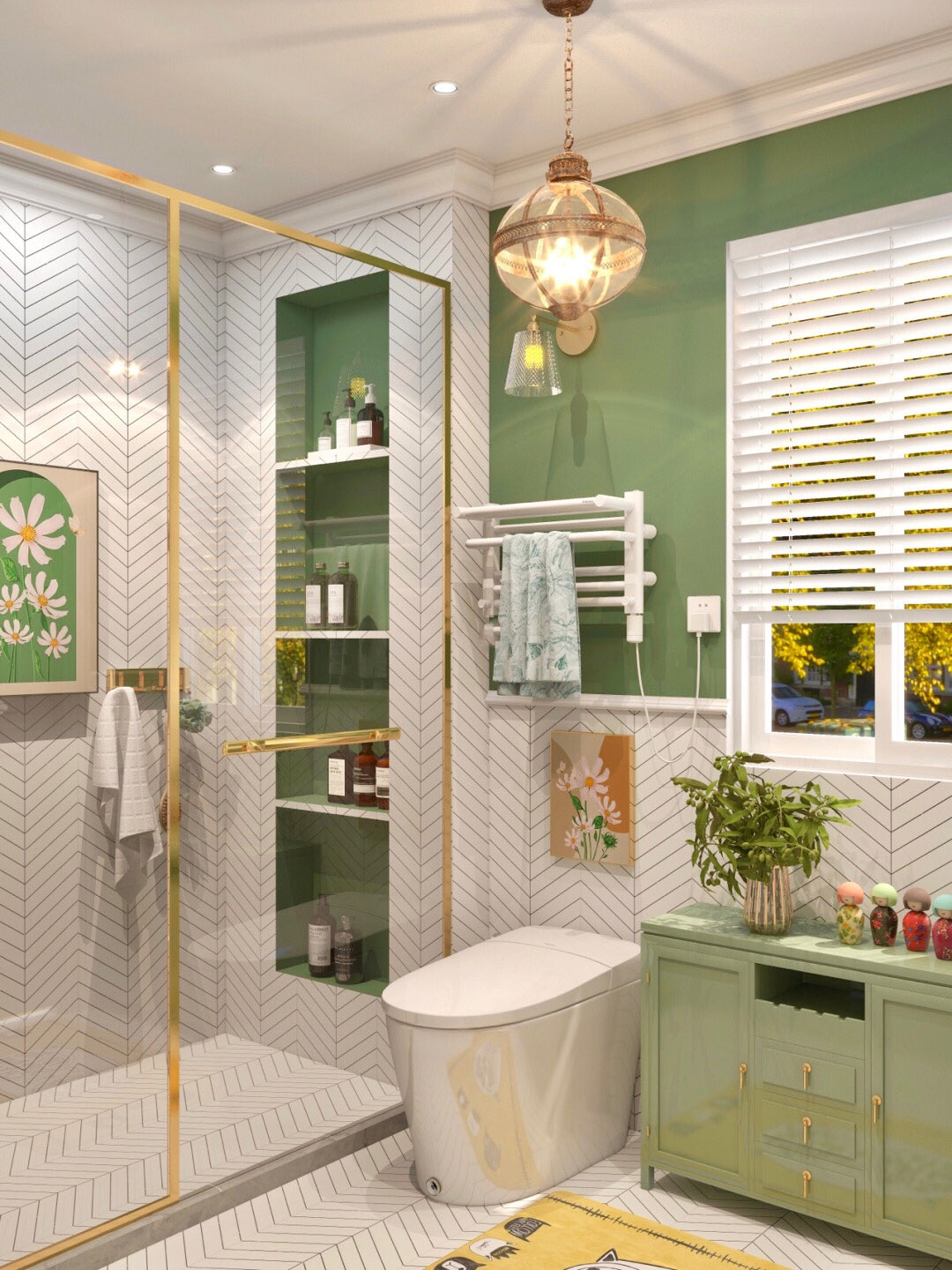 Green \u0026 White Bathroom Idea | Color Inspiration - Tona Bath, image size:1080x1440