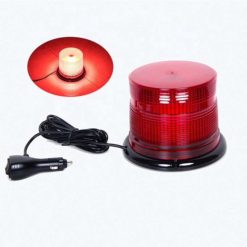 60 Watts Red Roof Mount Revolving Beacon Light for Trucks, Ambulance,Police Car,Fire Engineer.Crane