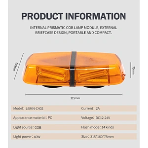 Emergency Strobe Lights Mini Bar 16 Flashing Modes Warning Beacon Light w/Magnetic Base for Law Enforcement Hazard Vehicles, Trucks, Snow Plow, Construction Cars ( Amber/Yellow)