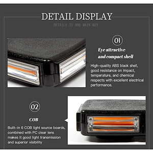 COB LED Amber/Yellow Roof Top Emergency Hazard Warning LED Mini Strobe Beacon Lights Bar w/Magnetic Base, for Snow Plow, Police, Firefighters, Trucks, Vehicles